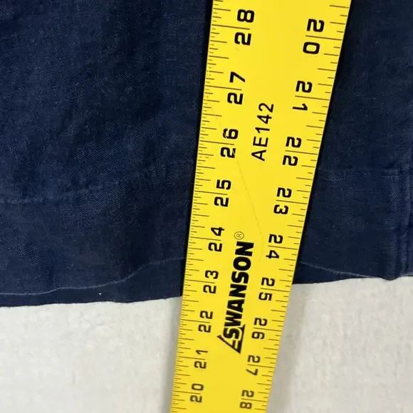 J.Crew Pants Women's Size M Navy 100% Linen Wide Leg Drawstring Pockets Relaxed - Picture 5 of 9